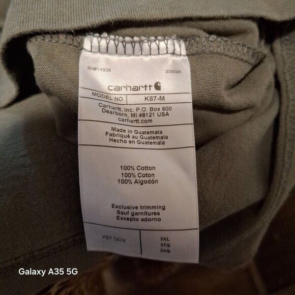 Carhartt Mens Loose Fit Pocket T-Shirt 3XL Green 100% Cotton Durable Workwear - Picture 7 of 9